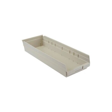 Quantum Storage Systems Shelf Storage Bin, Plastic, Beige, 6 PK QSB114IV